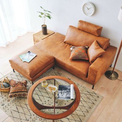 【まっちゃん】オットマン Karlasofa_OakSteelFabricOttoma