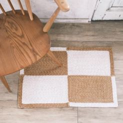 ダブルデイ阪急　インド産　ラグマット　グレーとベージュのポンポン模様 ダブルデイ阪急 インド産 ラグマット グレーとベージュのポンポン模様